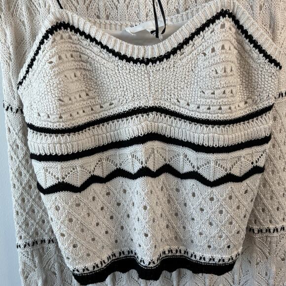 Olive + Oak Sweater Dress Set Large Cream Black Crochet Boho Maxi Skirt Beach - Picture 4 of 12